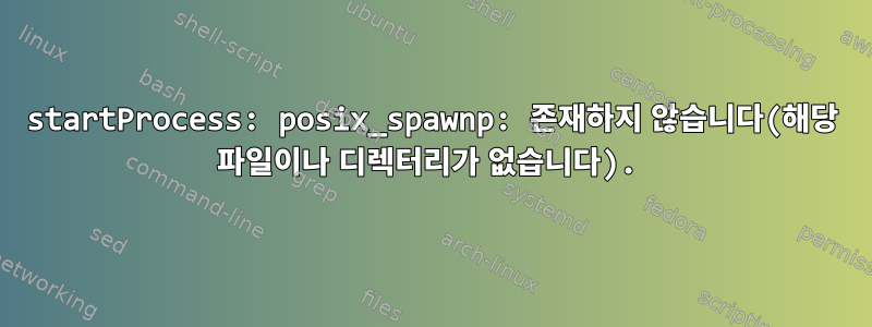 startProcess: posix_spawnp: 존재하지 않습니다(해당 파일이나 디렉터리가 없습니다).