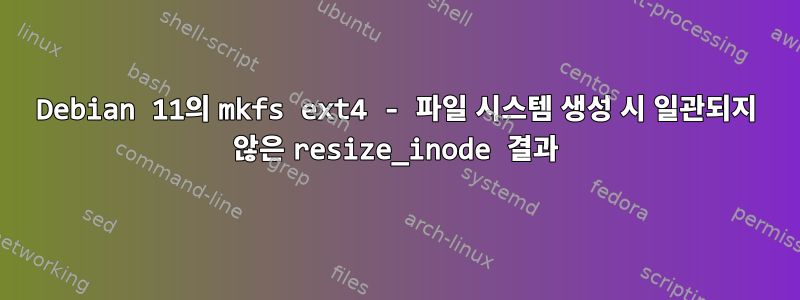 Debian 11의 mkfs ext4 - 파일 시스템 생성 시 일관되지 않은 resize_inode 결과