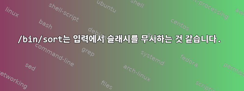 /bin/sort는 입력에서 슬래시를 무시하는 것 같습니다.