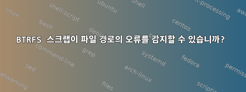 BTRFS 스크랩이 파일 경로의 오류를 감지할 수 있습니까?