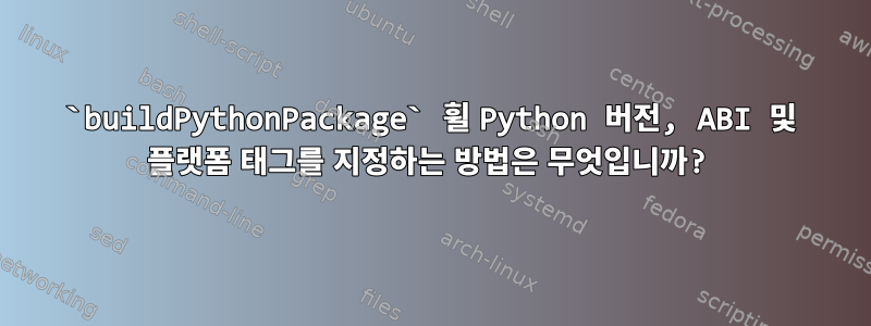 `buildPythonPackage` 휠 Python 버전, ABI 및 플랫폼 태그를 지정하는 방법은 무엇입니까?