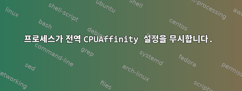 프로세스가 전역 CPUAffinity 설정을 무시합니다.