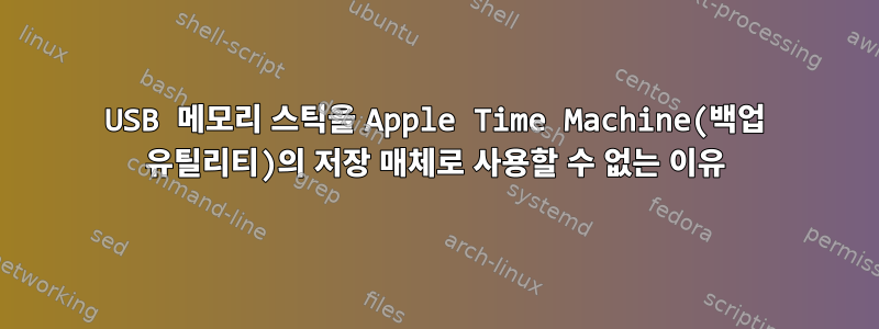 USB 메모리 스틱을 Apple Time Machine(백업 유틸리티)의 저장 매체로 사용할 수 없는 이유