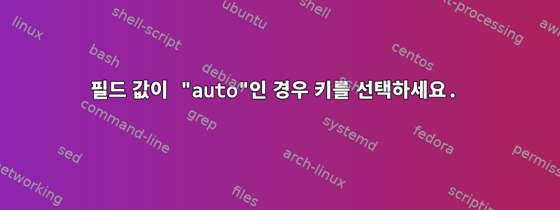 필드 값이 "auto"인 경우 키를 선택하세요.