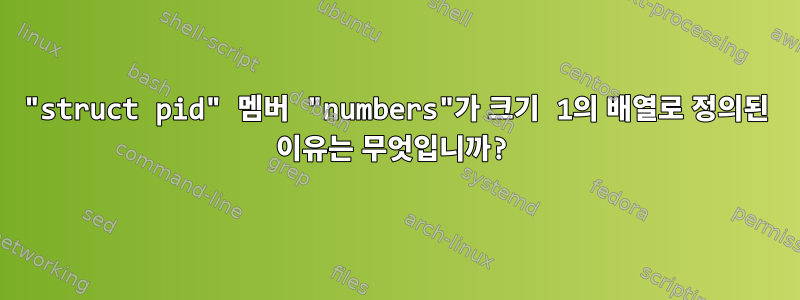 "struct pid" 멤버 "numbers"가 크기 1의 배열로 정의된 이유는 무엇입니까?