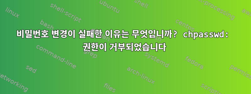 비밀번호 변경이 실패한 이유는 무엇입니까? chpasswd: 권한이 거부되었습니다