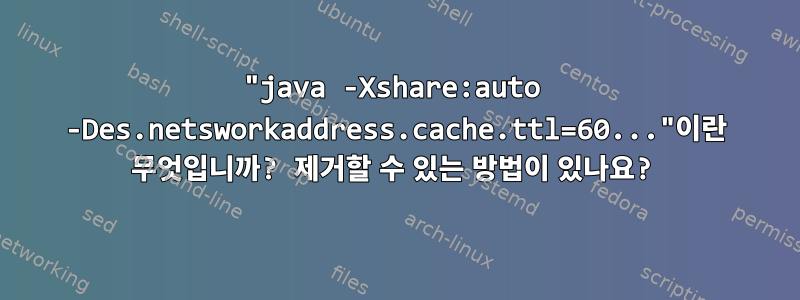 "java -Xshare:auto -Des.netsworkaddress.cache.ttl=60..."이란 무엇입니까? 제거할 수 있는 방법이 있나요?