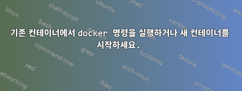 기존 컨테이너에서 docker 명령을 실행하거나 새 컨테이너를 시작하세요.