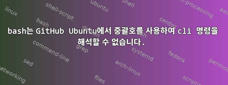 bash는 GitHub Ubuntu에서 중괄호를 사용하여 cli 명령을 해석할 수 없습니다.