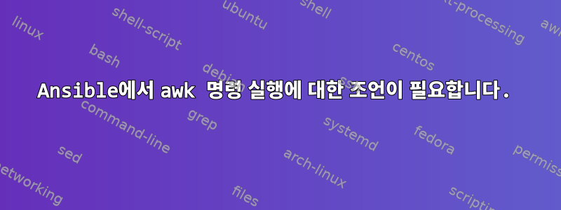 Ansible에서 awk 명령 실행에 대한 조언이 필요합니다.