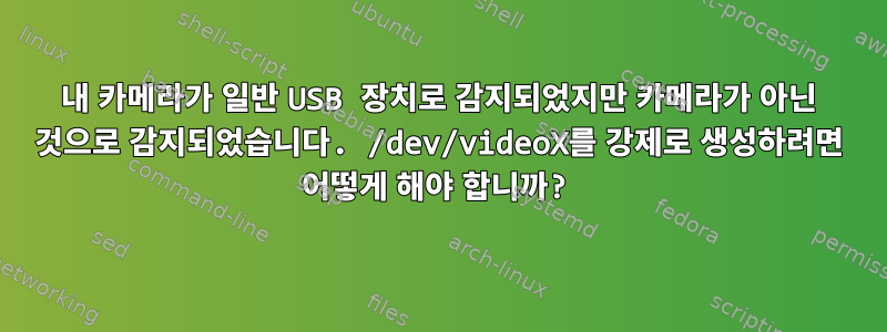 내 카메라가 일반 USB 장치로 감지되었지만 카메라가 아닌 것으로 감지되었습니다. /dev/videoX를 강제로 생성하려면 어떻게 해야 합니까?