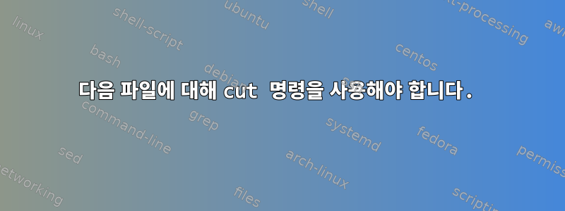 다음 파일에 대해 cut 명령을 사용해야 합니다.