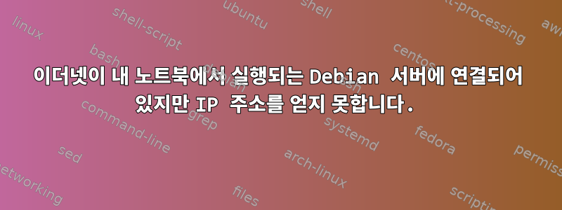 이더넷이 내 노트북에서 실행되는 Debian 서버에 연결되어 있지만 IP 주소를 얻지 못합니다.