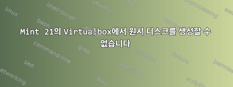 Mint 21의 Virtualbox에서 원시 디스크를 생성할 수 없습니다