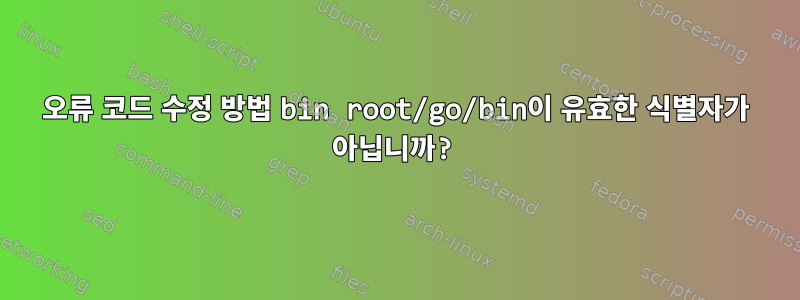 오류 코드 수정 방법 bin root/go/bin이 유효한 식별자가 아닙니까?