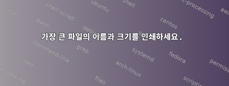 가장 큰 파일의 이름과 크기를 인쇄하세요.