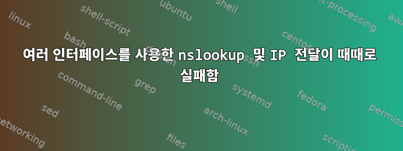 여러 인터페이스를 사용한 nslookup 및 IP 전달이 때때로 실패함