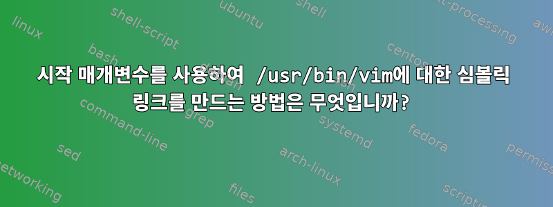 시작 매개변수를 사용하여 /usr/bin/vim에 대한 심볼릭 링크를 만드는 방법은 무엇입니까?