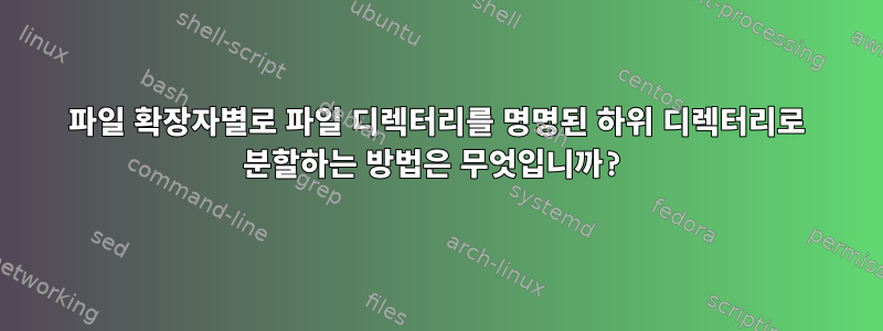 파일 확장자별로 파일 디렉터리를 명명된 하위 디렉터리로 분할하는 방법은 무엇입니까?