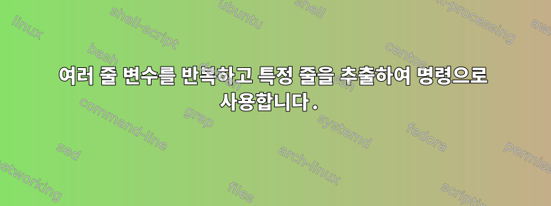 여러 줄 변수를 반복하고 특정 줄을 추출하여 명령으로 사용합니다.