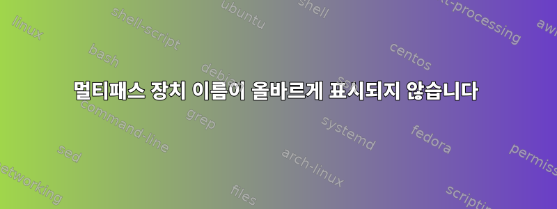 멀티패스 장치 이름이 올바르게 표시되지 않습니다