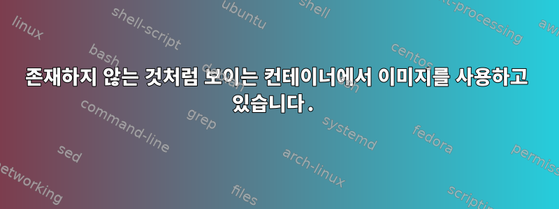 존재하지 않는 것처럼 보이는 컨테이너에서 이미지를 사용하고 있습니다.