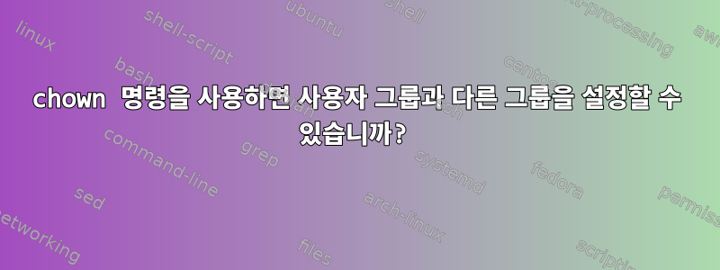 chown 명령을 사용하면 사용자 그룹과 다른 그룹을 설정할 수 있습니까?