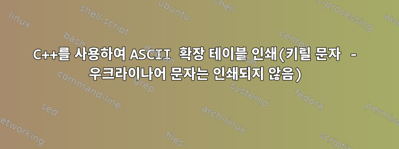 C++를 사용하여 ASCII 확장 테이블 인쇄(키릴 문자 - 우크라이나어 문자는 인쇄되지 않음)