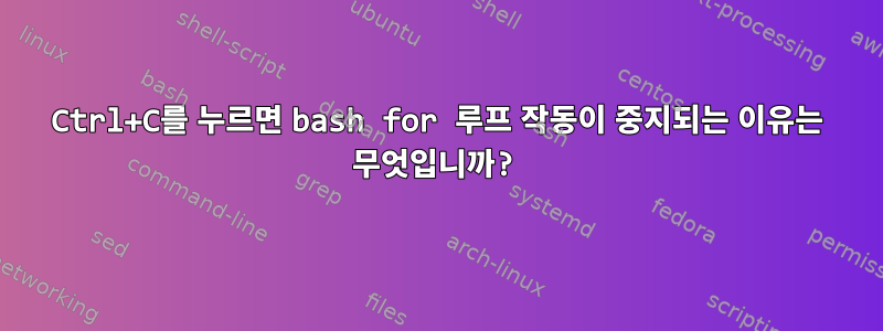 Ctrl+C를 누르면 bash for 루프 작동이 중지되는 이유는 무엇입니까?