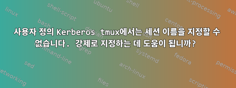 사용자 정의 Kerberos tmux에서는 세션 이름을 지정할 수 없습니다. 강제로 지정하는 데 도움이 됩니까?