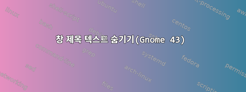 창 제목 텍스트 숨기기(Gnome 43)