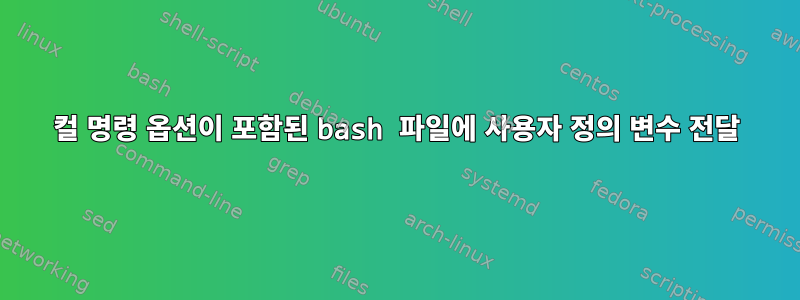 컬 명령 옵션이 포함된 bash 파일에 사용자 정의 변수 전달