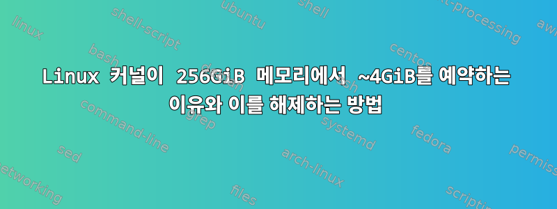 Linux 커널이 256GiB 메모리에서 ~4GiB를 예약하는 이유와 이를 해제하는 방법