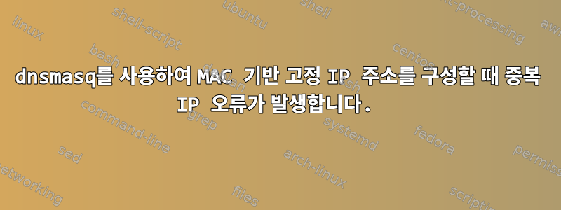 dnsmasq를 사용하여 MAC 기반 고정 IP 주소를 구성할 때 중복 IP 오류가 발생합니다.