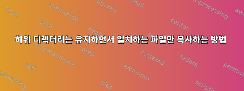 하위 디렉터리는 유지하면서 일치하는 파일만 복사하는 방법