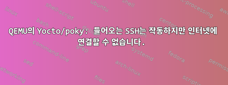 QEMU의 Yocto/poky: 들어오는 SSH는 작동하지만 인터넷에 연결할 수 없습니다.