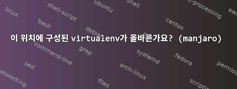 이 위치에 구성된 virtualenv가 올바른가요? (manjaro)