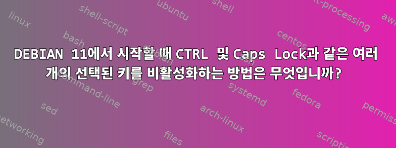 DEBIAN 11에서 시작할 때 CTRL 및 Caps Lock과 같은 여러 개의 선택된 키를 비활성화하는 방법은 무엇입니까?