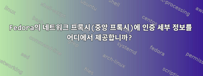 Fedora의 네트워크 프록시(중앙 프록시)에 인증 세부 정보를 어디에서 제공합니까?