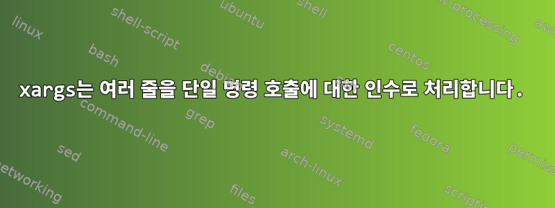 xargs는 여러 줄을 단일 명령 호출에 대한 인수로 처리합니다.