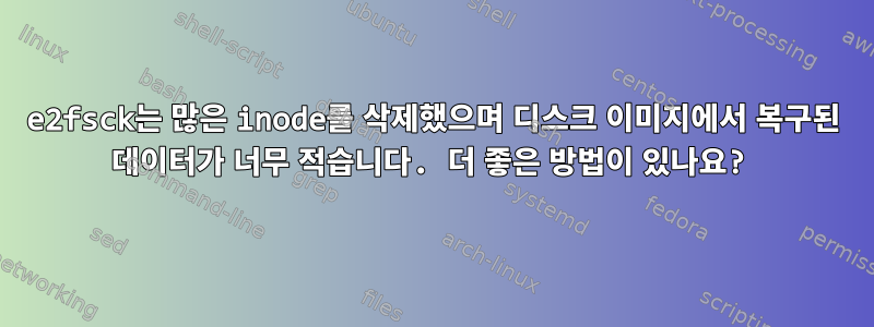 e2fsck는 많은 inode를 삭제했으며 디스크 이미지에서 복구된 데이터가 너무 적습니다. 더 좋은 방법이 있나요?