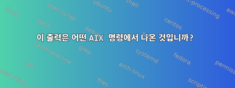 이 출력은 어떤 AIX 명령에서 나온 것입니까?