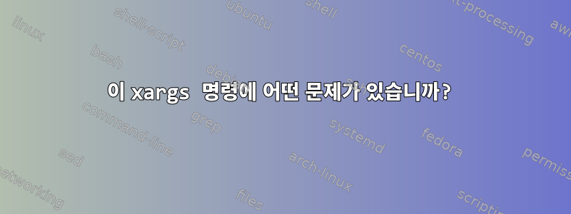 이 xargs 명령에 어떤 문제가 있습니까?