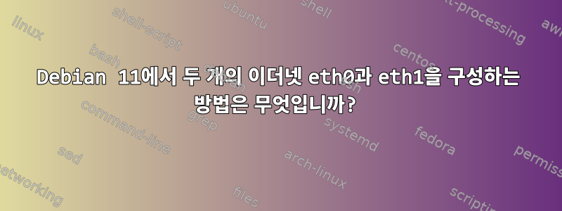 Debian 11에서 두 개의 이더넷 eth0과 eth1을 구성하는 방법은 무엇입니까?