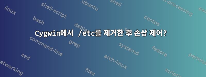 Cygwin에서 /etc를 제거한 후 손상 제어?