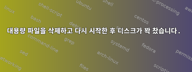 대용량 파일을 삭제하고 다시 시작한 후 디스크가 꽉 찼습니다.