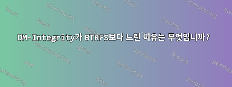 DM-Integrity가 BTRFS보다 느린 이유는 무엇입니까?