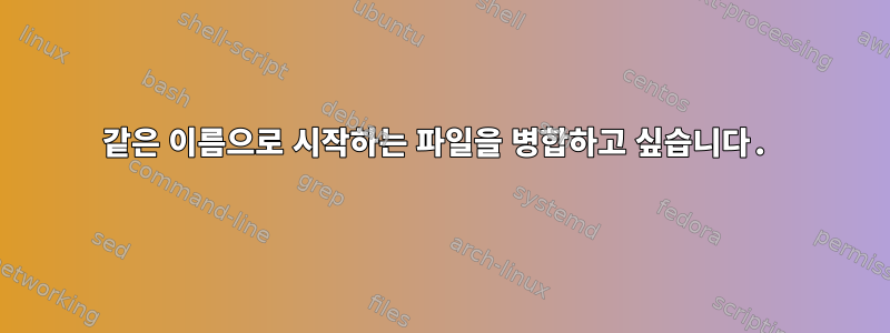 같은 이름으로 시작하는 파일을 병합하고 싶습니다.