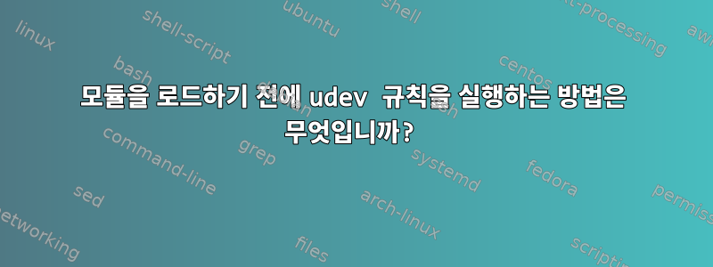 모듈을 로드하기 전에 udev 규칙을 실행하는 방법은 무엇입니까?