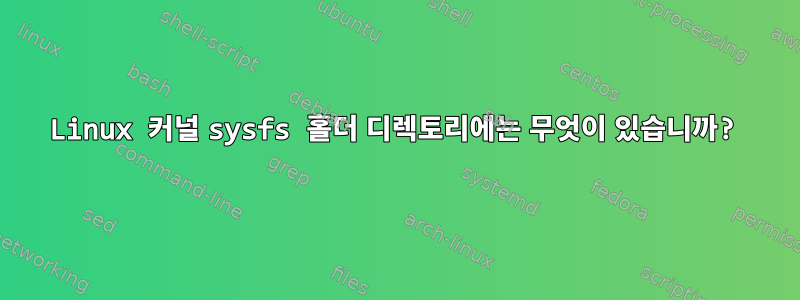 Linux 커널 sysfs 홀더 디렉토리에는 무엇이 있습니까?